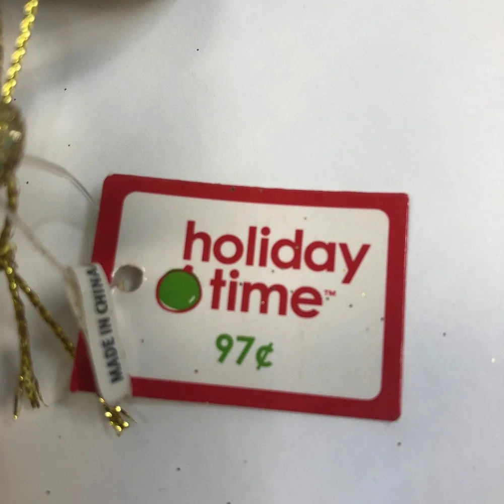 Holiday Time French Horn Christmas Ornament Gold Glitter‎ Set of 16 New